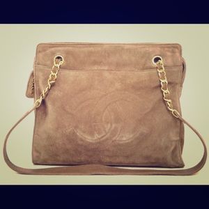 Authentic Chanel suede leather shoulder bag